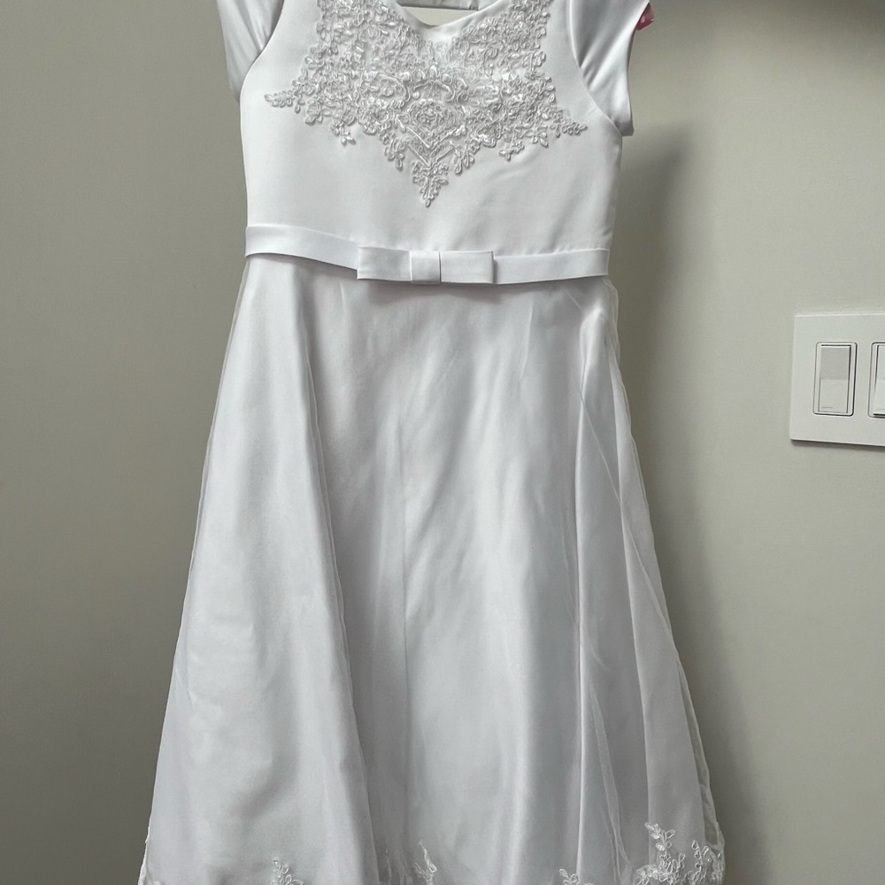 Us Angels White A-Line First Communion Dress